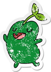 distressed sticker cartoon kawaii cute sprouting bean