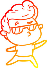 warm gradient line drawing cartoon cool guy