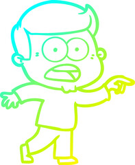 cold gradient line drawing cartoon shocked man