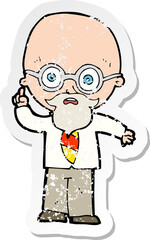 retro distressed sticker of a cartoon professor
