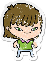 distressed sticker of a cartoon woman