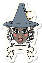 elf mage character face with banner sticker
