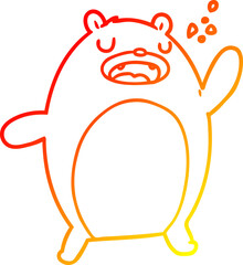 warm gradient line drawing funny cartoon bear