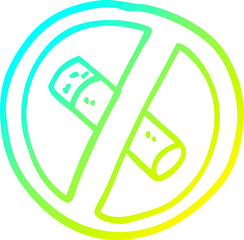 cold gradient line drawing cartoon no smoking sign