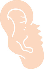 flat color illustration of a cartoon human ear