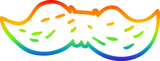 Fototapeta na wymiar rainbow gradient line drawing cartoon mans mustache