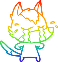 rainbow gradient line drawing cartoon crying wolf