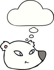cartoon polar bear face and thought bubble