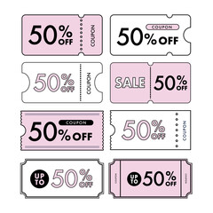 ピンクの50%OFFクーポンの線画・ベクターイラスト素材	
