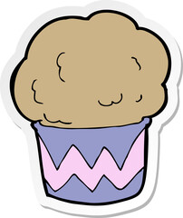 sticker of a cartoon cupcake