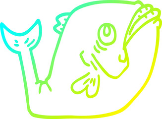 cold gradient line drawing funny cartoon fish
