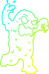 cold gradient line drawing cartoon slime monster