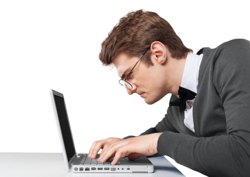 Concept of a great idea of a businessman working on laptop