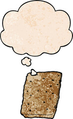cartoon flapjack and thought bubble in grunge texture pattern style