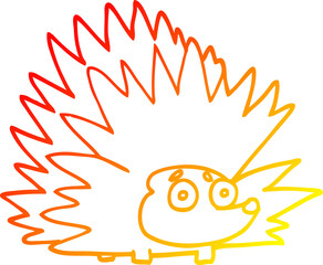 warm gradient line drawing cartoon spiky hedgehog