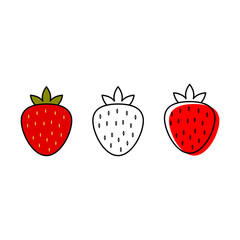 Strawberry. Vector icon design. Linear illustration. Berries, healthy food.