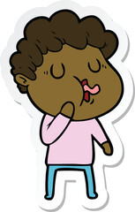 sticker of a cartoon man singing