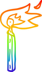 rainbow gradient line drawing cartoon lit match