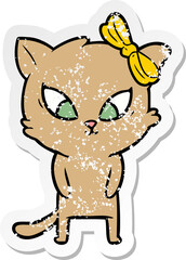 distressed sticker of a cartoon cat