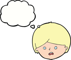 cartoon unhappy boy  with thought bubble