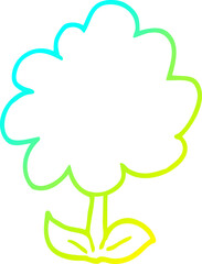 cold gradient line drawing cartoon flower