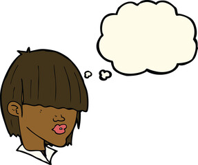 cartoon fashion haircut  with thought bubble