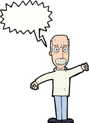 cartoon angry old man with speech bubble