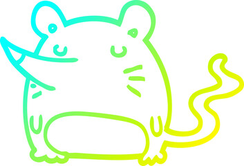 cold gradient line drawing cartoon mouse