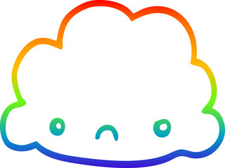 rainbow gradient line drawing cartoon cloud