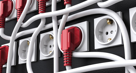 plugs plugged into wall sockets.