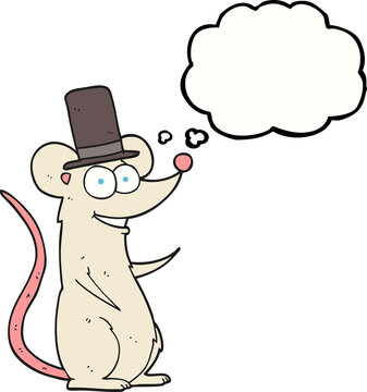 thought bubble cartoon mouse in top hat
