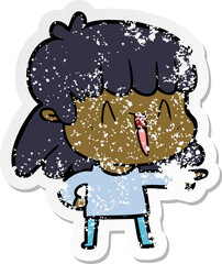 distressed sticker of a cartoon woman