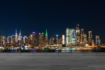 Skyscrapers Cityscape Downtown, New York Skyline Buildings. Beautiful Real Estate. Night time....