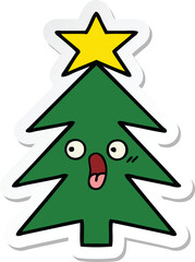 Obraz premium sticker of a cute cartoon christmas tree