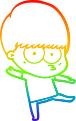 rainbow gradient line drawing nervous cartoon boy dancing