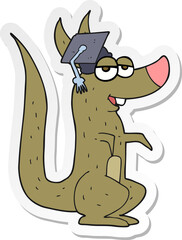 sticker of a cartoon kangaroo with graduation cap