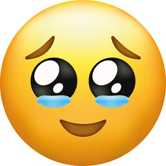 Cute emotional emoji emoticon with tears of joy.