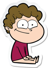 sticker of a cartoon happy man