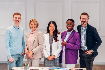 Multiracial business group of people having a meeting in an office