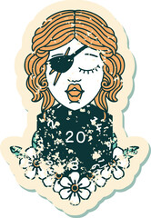 human rogue with natural twenty dice roll grunge sticker