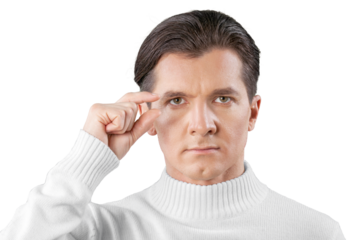 Man Holding Invisible Glasses Isolated