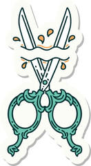 Fototapeta na wymiar tattoo style sticker of barber scissors