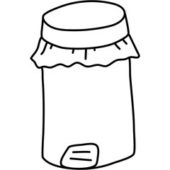 Trash bin, garbage can. Doodle outline drawing.