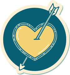 tattoo style sticker of an arrow and heart