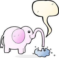 cartoon elephant squirting water with speech bubble