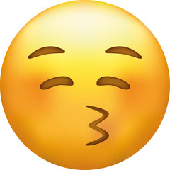 Kissing emoji with closed eyes. Kiss emoticon with happy blushing face.