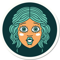 tattoo style sticker of female face