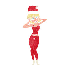 cartoon woman all ready for christmas