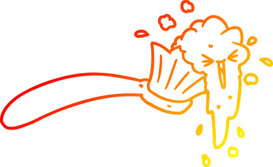 warm gradient line drawing cartoon toothbrush and toothpaste