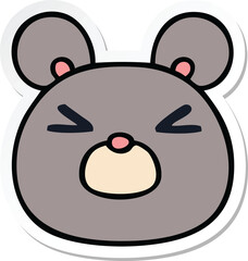 sticker of a quirky hand drawn cartoon mouse face